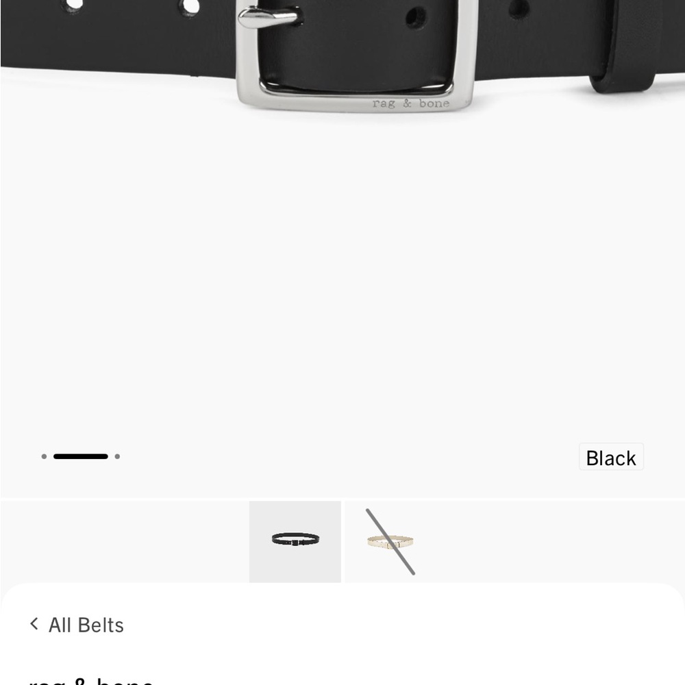 Rag and Bone Boyfriend Belt- Black Leather Belt with Silver Buckle - Picture 3 of 7